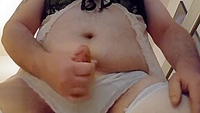 Wearing my wife's panties and masturbating