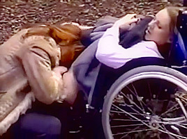 Wheelchair girl outdoor fun