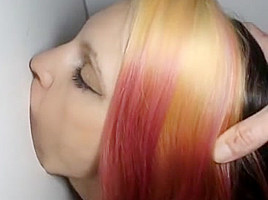 Wild Amateur With Multi Colored Hair Sucking Big Black Dong