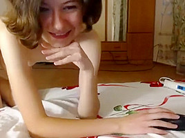 With Big Blue Dildo