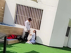 Young School Boys Have Sex On The School Terrace And Are Caught On A Security