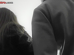Young brunette got filmed for the real upskirt