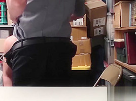 Young shoplifter paying for his crimes with his bare ass
