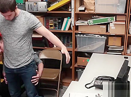 Young shoplifter paying for his crimes with his bare ass