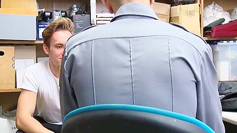 YoungPerps - Cute Boy Caught Stealing Cell Phones Gets Fucked By Two Guards