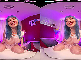 Your big titty girlfriend makes you a private video in VR