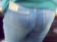 ass of blonde women in tight jeans