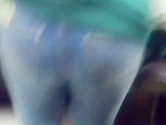 ass of blonde women in tight jeans