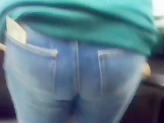 ass of blonde women in tight jeans