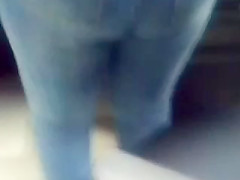 ass of blonde women in tight jeans