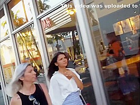candid gorgeous model in blue ruffle skirt