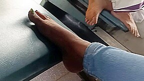 candid indian Soles in train : indian feet : feet play