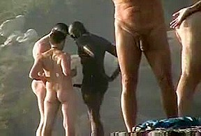 cute wht homo cpl pick-up big blk chap at in nature's garb beach