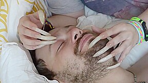 face scratching with long sharp nails