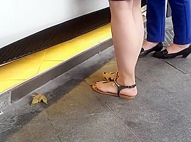 girl sexy long feets red pedicured toes