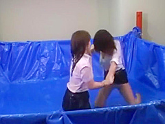 japanese oil catfight ripping clothes off