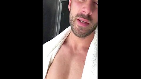 muscle stud jerks off and showers