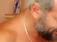 newly preggo young blonde girl shares body with two old men