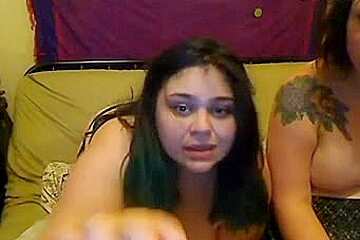 overweight lesbos flirting and masturbating on cam