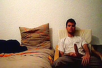 student 18+ Jerking Off His Big Cock In The Dark