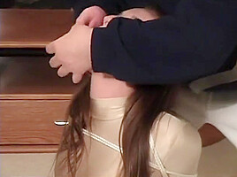 teen 18+ hogtied and gagged in leotard