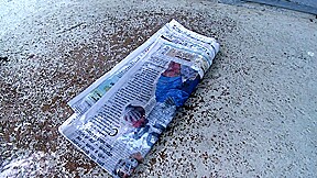 teen 18+ newspaper deliverer getting her punishment through a rough threesome by 2 Girls 1 Guy