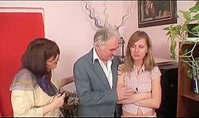 threesome fuck party for horny grandpa