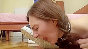 under girls feet - slut licks her mistress's feet